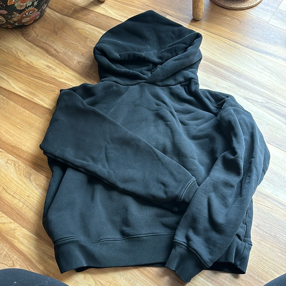 Los Angeles Apparel Cropped Boxy Black Hoodie